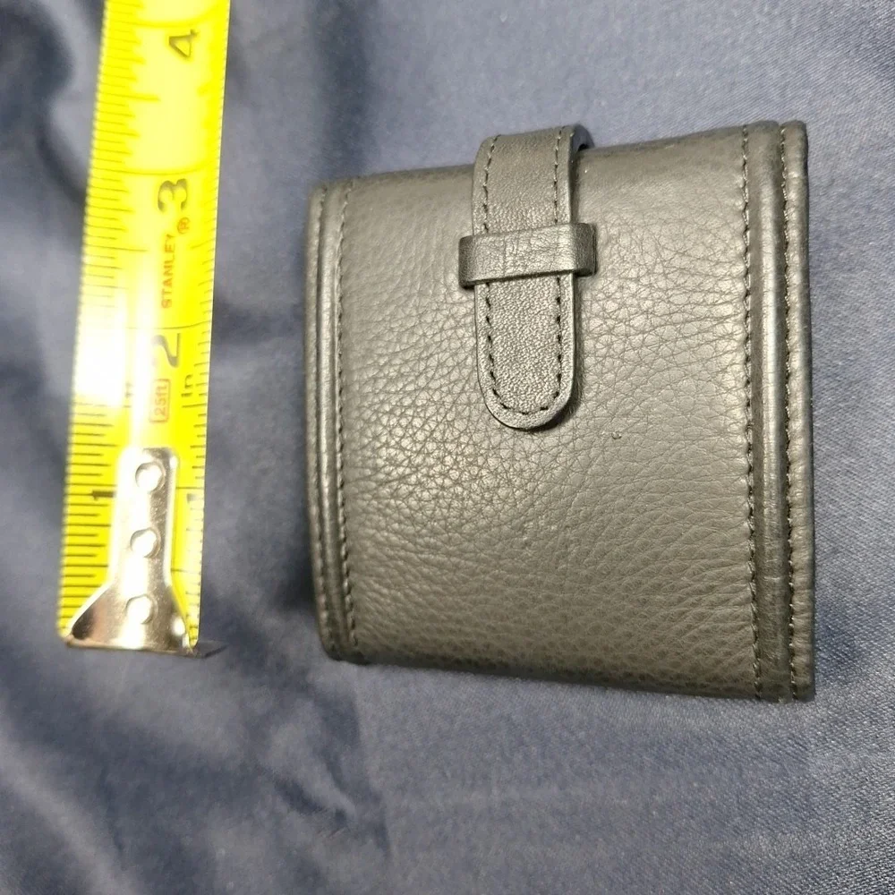 FOSSIL TRAVEL CLOCK BLACK  LEATHER CASE  Vintage Folding Retro Working